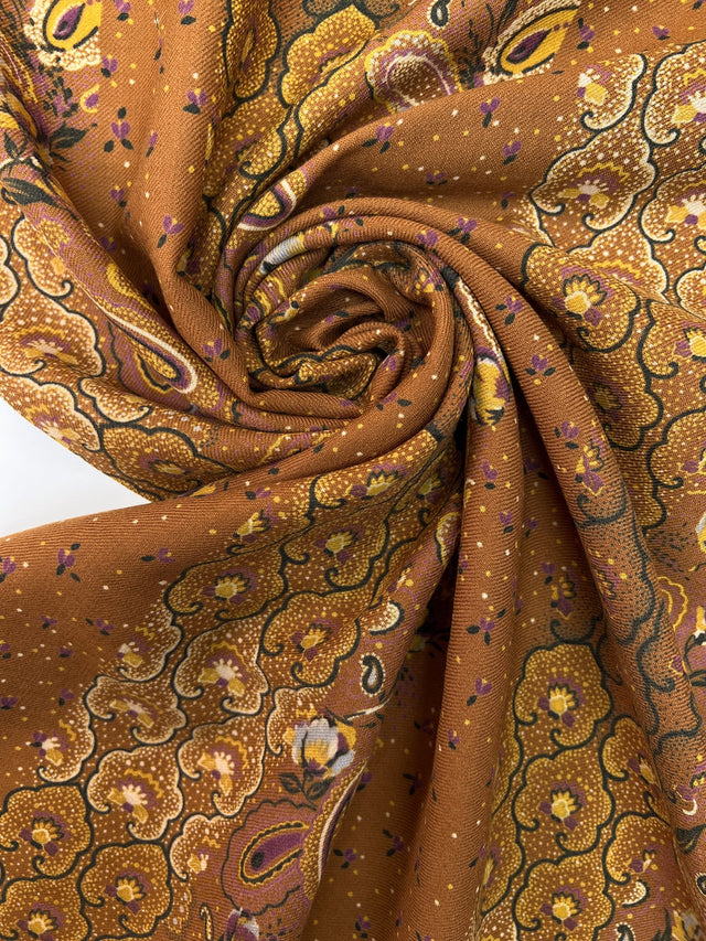 Wool Twill Printed Yellow Brown