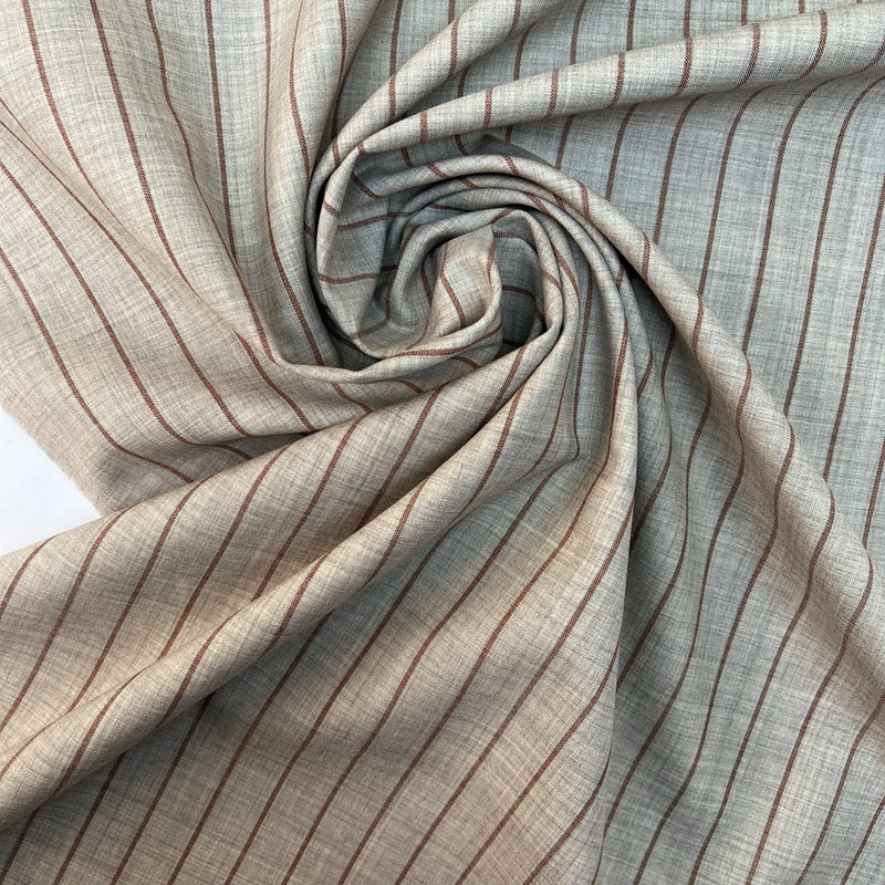 Wool Polyamide Elastane Striped Fabric