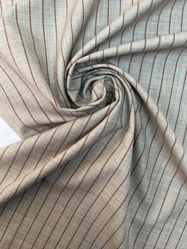 Wool Polyamide Elastane Striped Fabric