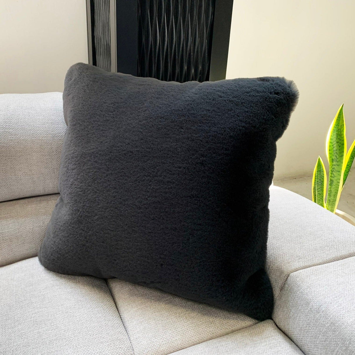 Soft Cozy Fuzzy Faux Fur Pillow - Faux Fur Fabric, Solid, 20" X 20", Black, Charcoal Gray, Offwhite, Silver, Mocha, Rose, Navy, Honey Gold, Teal Blue (1 Piece)