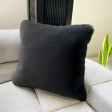 Soft Cozy Fuzzy Faux Fur Pillow - Faux Fur Fabric, Solid, 20" X 20", Black, Charcoal Gray, Offwhite, Silver, Mocha, Rose, Navy, Honey Gold, Teal Blue (1 Piece)