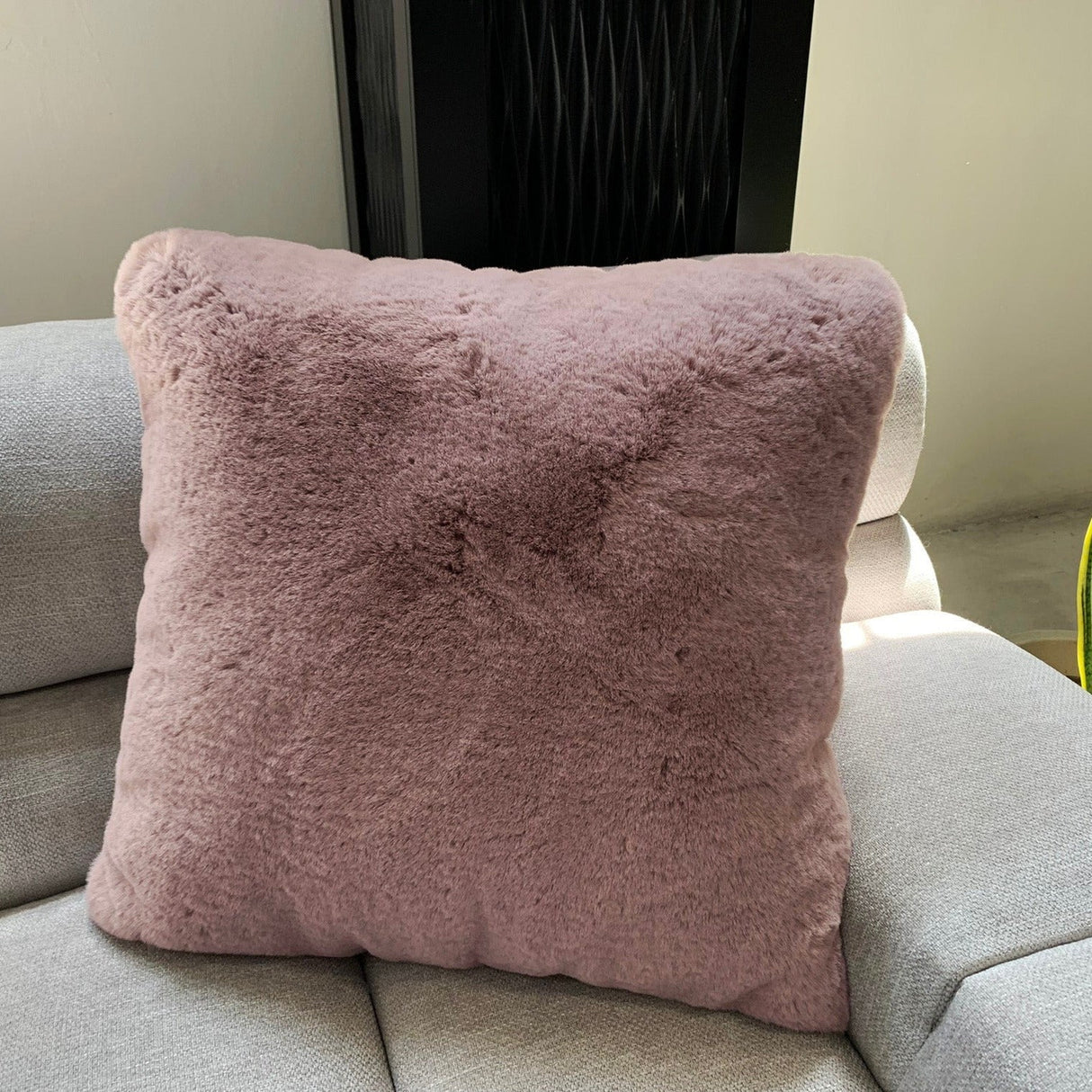 Soft Cozy Fuzzy Faux Fur Pillow - Faux Fur Fabric, Solid, 20" X 20", Black, Charcoal Gray, Offwhite, Silver, Mocha, Rose, Navy, Honey Gold, Teal Blue (1 Piece)