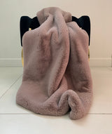 Soft Cozy Faux Fur Blanket Coverlet Bedspread Throw Bedcover Quilt Polyester Fabric - Rose, Crystal Velvet Backing, 50" X 60" (1 Piece)
