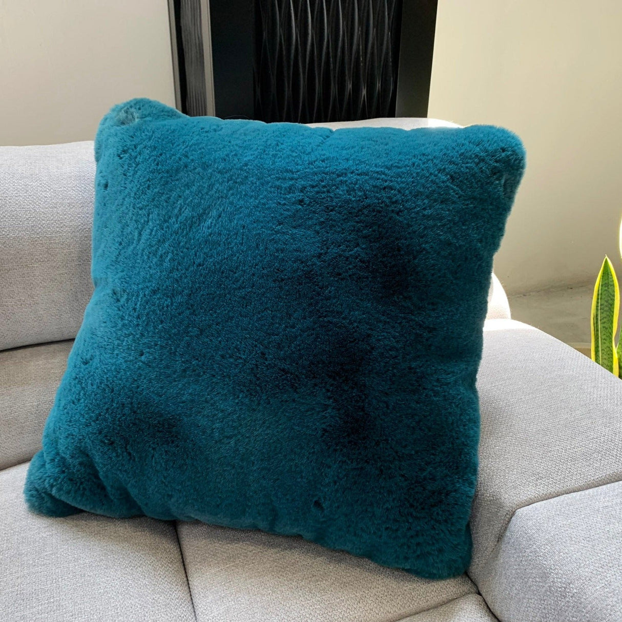 Soft Cozy Fuzzy Faux Fur Pillow - Faux Fur Fabric, Solid, 20" X 20", Black, Charcoal Gray, Offwhite, Silver, Mocha, Rose, Navy, Honey Gold, Teal Blue (1 Piece)