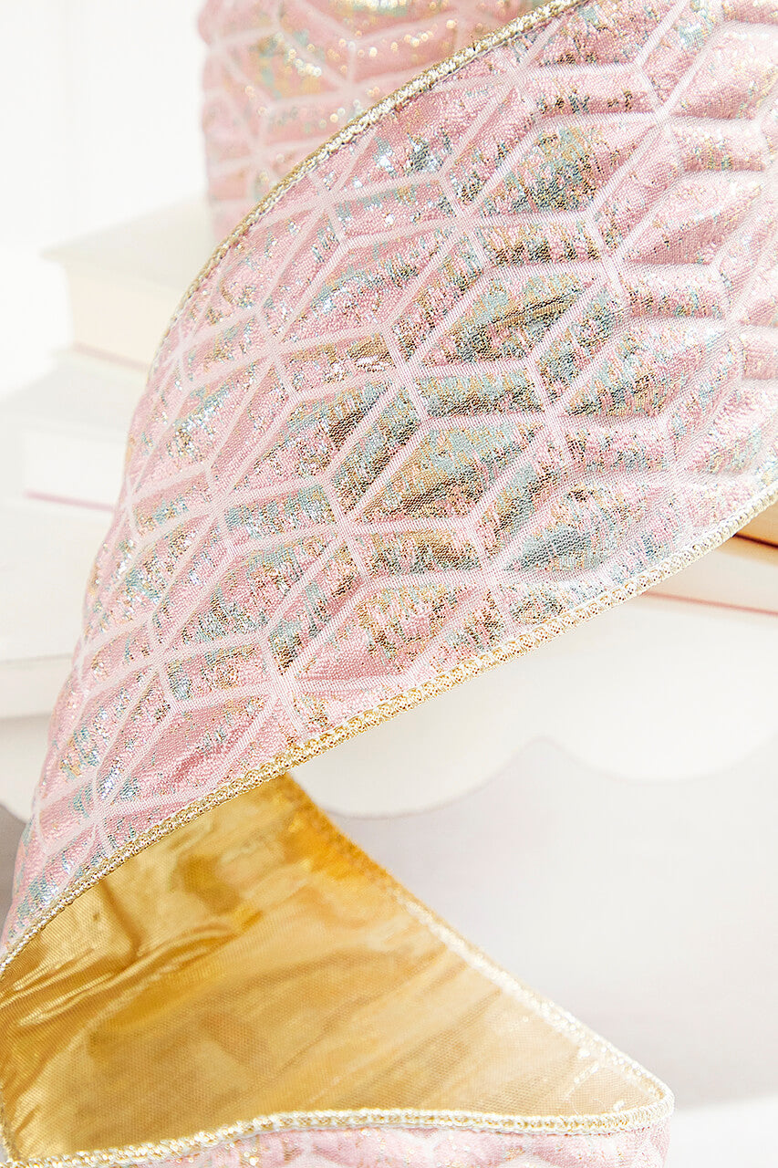 4" x 5 Yard Pink Chadwick Dupioni Back Ribbon
