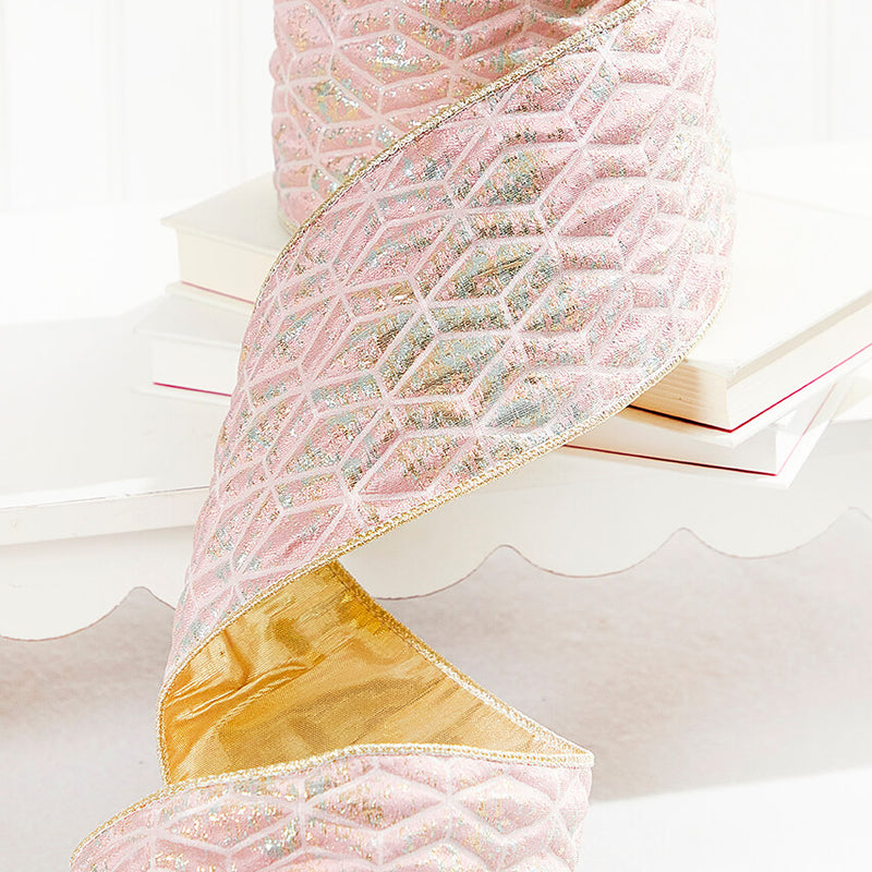 4" x 5 Yard Pink Chadwick Dupioni Back Ribbon