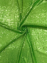 Chain Iridescent Shiny Sequins 4 Way Stretch Mesh Fabric - Hot Pink, Apple Green, 54" Width (1 Yard)