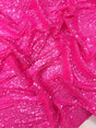 Chain Iridescent Shiny Sequins 4 Way Stretch Mesh Fabric - Hot Pink, Apple Green, 54" Width (1 Yard)