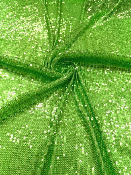 Chain Iridescent Shiny Sequins 4 Way Stretch Mesh Fabric - Hot Pink, Apple Green, 54" Width (1 Yard)