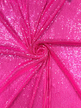 Chain Iridescent Shiny Sequins 4 Way Stretch Mesh Fabric - Hot Pink, Apple Green, 54" Width (1 Yard)