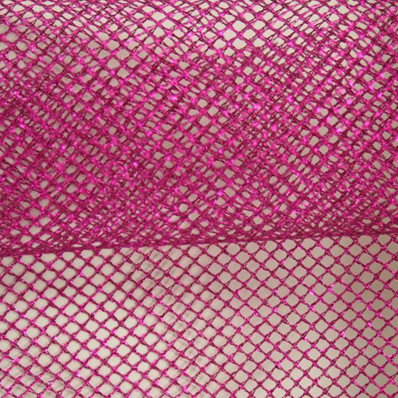1 Yard Chain Net with Foil Fuschia Fabric 44/45 Inches Wide 100% Poly Metallic