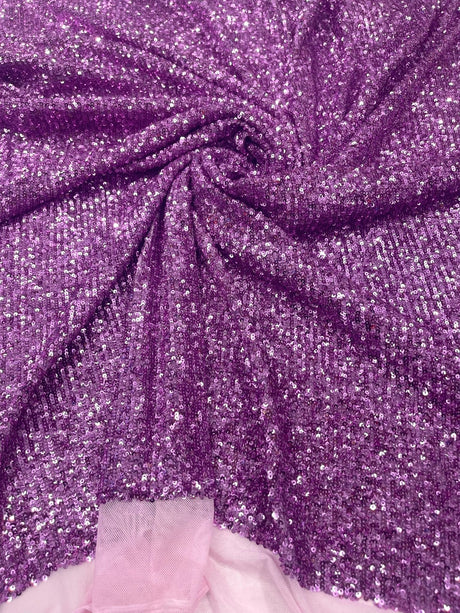 Chain Sequin 4 Way Stretch Mesh Fabric - Purple, Light Blue, 54" Width (1 Yard)