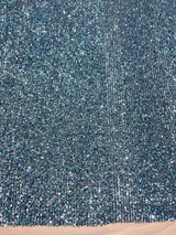 Chain Sequin 4 Way Stretch Mesh Fabric - Purple, Light Blue, 54" Width (1 Yard)
