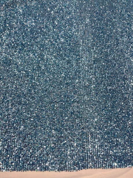 Chain Sequin 4 Way Stretch Mesh Fabric - Purple, Light Blue, 54" Width (1 Yard)