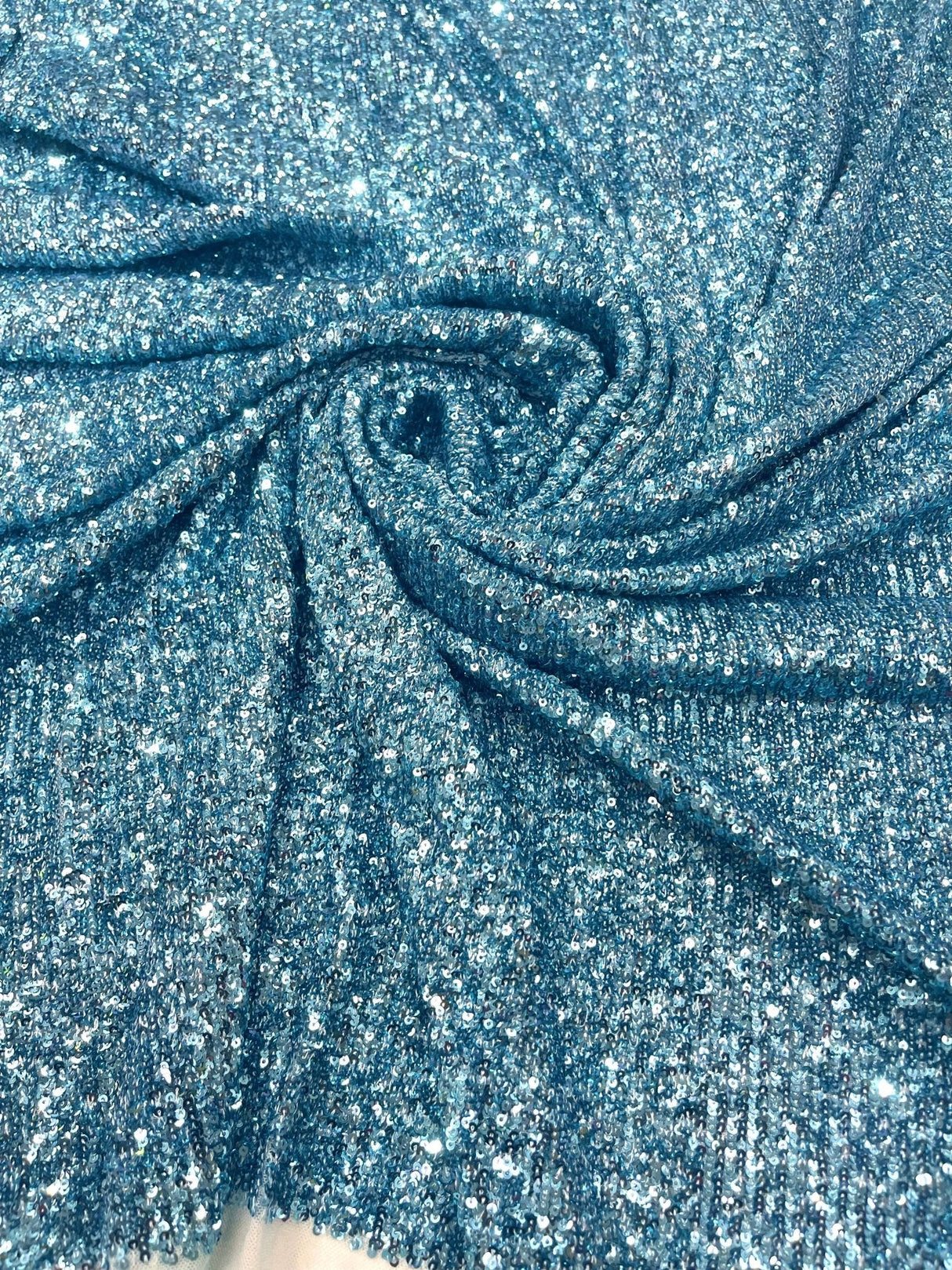 Chain Sequin 4 Way Stretch Mesh Fabric - Purple, Light Blue, 54" Width (1 Yard)