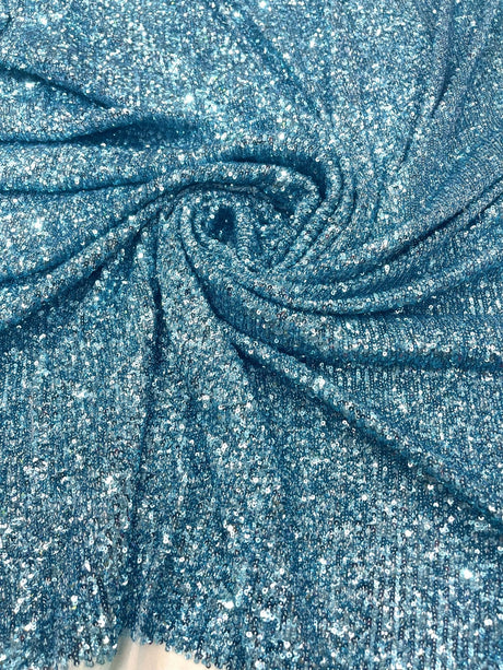Chain Sequin 4 Way Stretch Mesh Fabric - Purple, Light Blue, 54" Width (1 Yard)