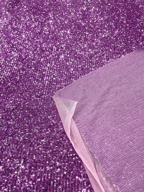 Chain Sequin 4 Way Stretch Mesh Fabric - Purple, Light Blue, 54" Width (1 Yard)