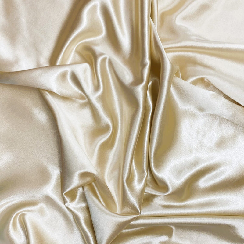 Crepe Satin Polyester Fabric - Champagne, Shiny Matte Finish, 58" Width (1 Yard)