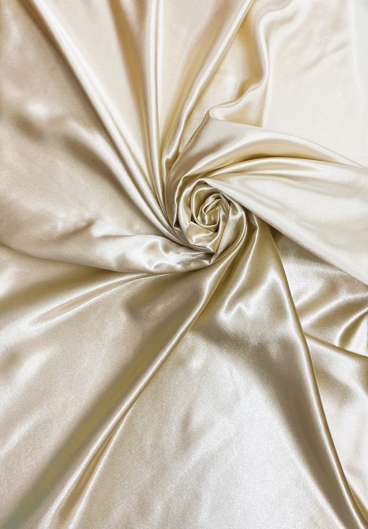 Crepe Satin Polyester Fabric - Champagne, Shiny Matte Finish, 58" Width (1 Yard)