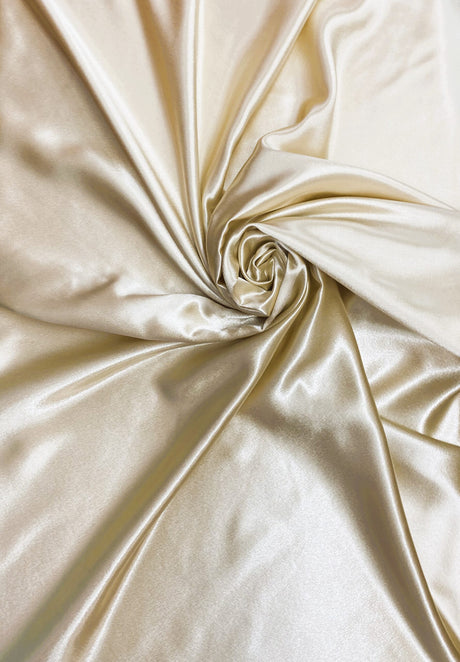 Crepe Satin Polyester Fabric - Champagne, Shiny Matte Finish, 58" Width (1 Yard)