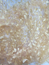 3D Butterflies Champagne Polyester Fabric - Light Weight Satin Butterflies On 2-Way Stretch Mesh, Champagne, 54" Width