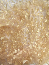3D Butterflies Champagne Polyester Fabric - Light Weight Satin Butterflies On 2-Way Stretch Mesh, Champagne, 54" Width
