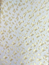 3D Butterflies Champagne Polyester Fabric - Light Weight Satin Butterflies On 2-Way Stretch Mesh, Champagne, 54" Width