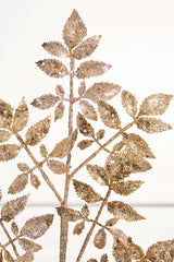 28" Champagne Glitter Leaf Spray