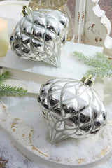 6 Inchi Shiny Diamond Champagne Onion Finial Ornament Set of 2 Christmas Glam Decor