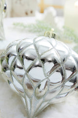 6” Shiny Diamond, Champagne Onion Finial Ornament - Box of 2
