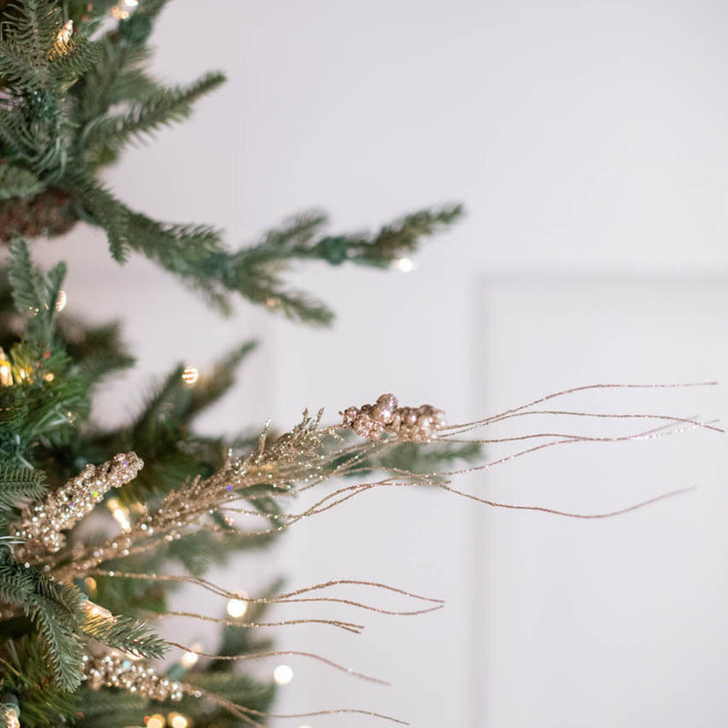 30 Inch Glitter Berry Spike/Twig Spray - Champagne