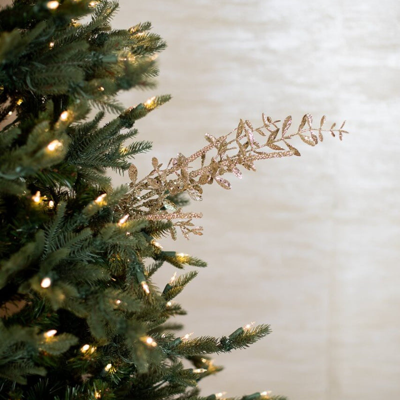 29” Champagne Glitter Sequin Boxwood Berry Spray