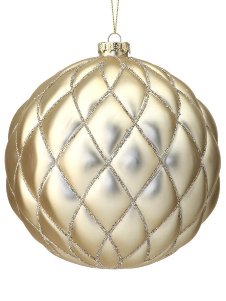 15 CM Champagne Matte Glitter Net Ball Ornament