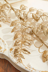 35” Champagne Glitter Leaf Spray