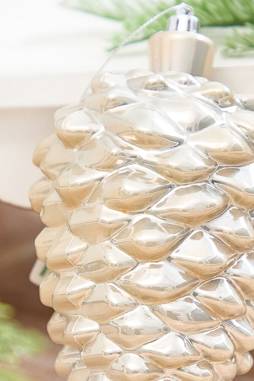 6" Pearlescent Pinecone Ornament