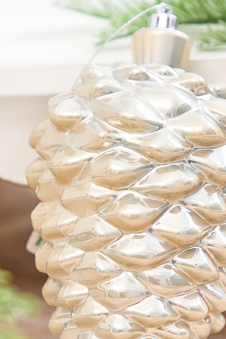 6" Pearlescent Pinecone Ornament