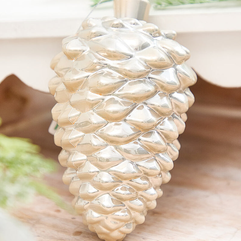 6" Pearlescent Pinecone Ornament