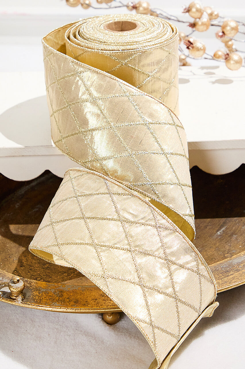 Champagne Gold Dupion Ribbon 4Inch x 10 Yard