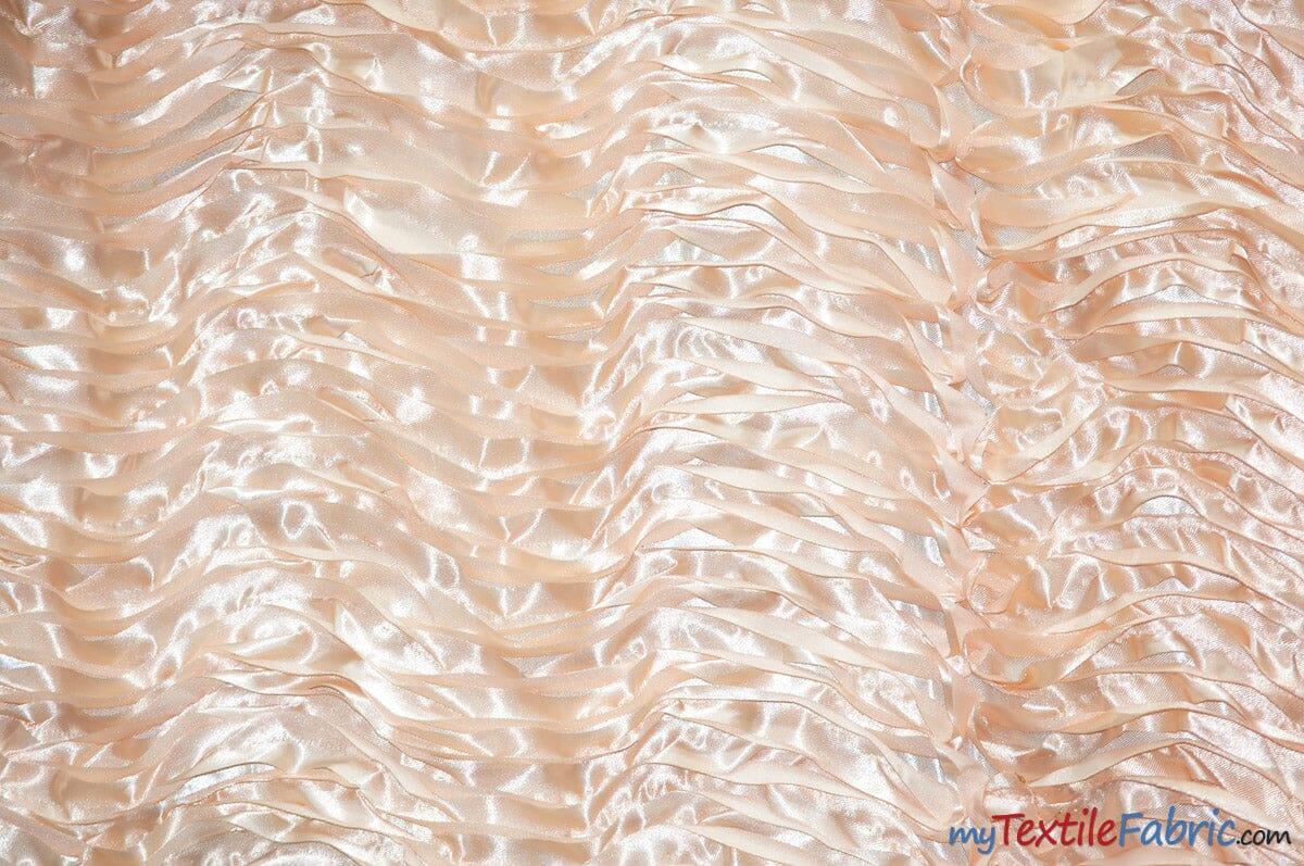Australian Layered Puff Satin Fabric - 3D Layered Wave, Multiple Colors, 54" Width