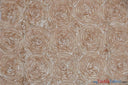 Rosette Satin Polyester Fabric - 3D Satin Floral Embroidery, 52/54" Width (Yards, Bolts, Sample Swatch)