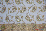 Coco Paisley Polyester Fabric - Sheer Embroidered Paisley, Double Scallop Lace, 52" Width (1 Yard)