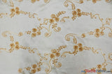 Ribbon Taffeta Polyester Fabric - Embroidered Ribbon Cord, Multiple Colors, 54" Width (1 Yard)
