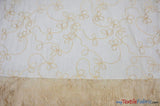 Fantasia Sheer Organza Embroidery Fabric - Embroidered Floral Sheer, 54" Width, Multiple Colors (1 Yard)