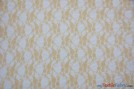 Giselle Floral Lace Polyester Spandex Fabric - Sheer Vintage Stretch Lace, 58/60" Width, Multiple Colors (1 Yard)