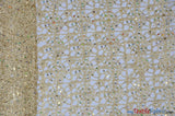 Open Weave Chain Chemical Lace Polyester Fabric - Sheer Metallic Open Work, Sequins Embellished, 50" Width, 10 Colors (1 Yard)