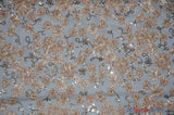 Luxury Mesh Embroidery Polyester Fabric - Embroidered Floral Mesh, 54" Width, Champagne (1 Yard)