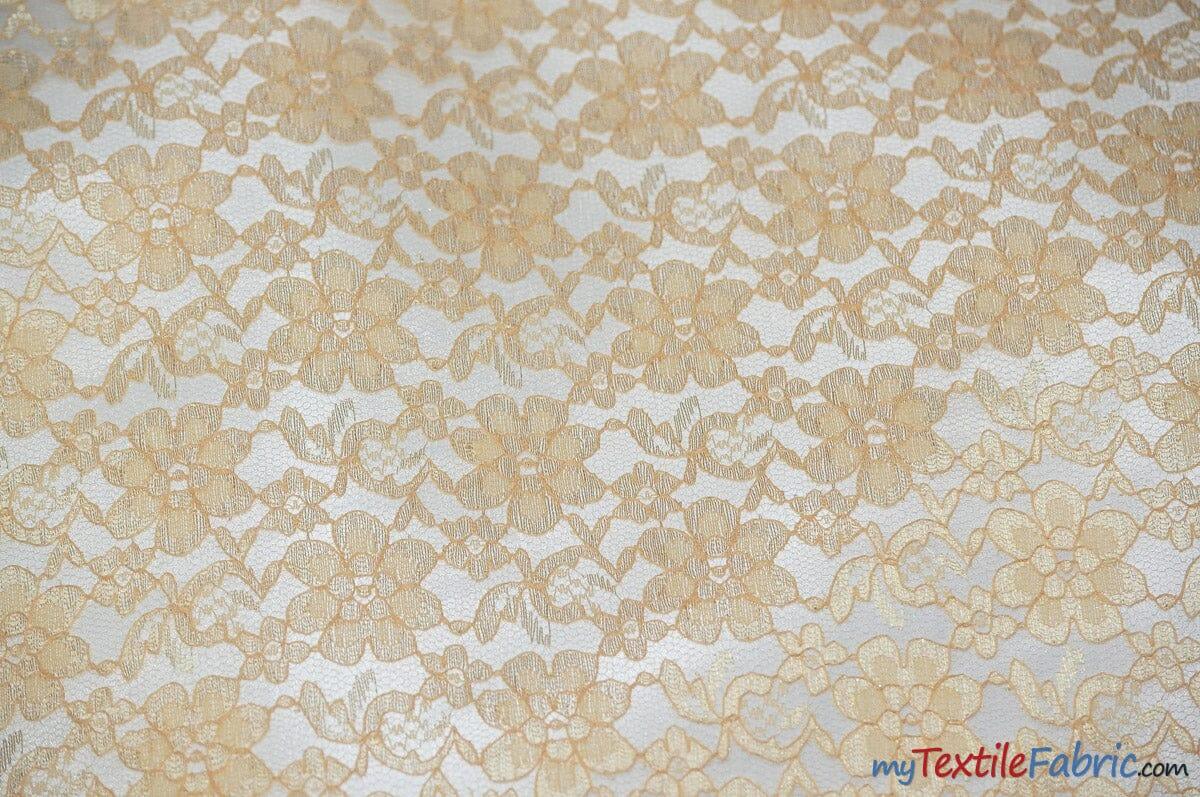 Raschel Lace Polyester Fabric - Floral Sheer Lace, 58/60" Width (1 Yard)