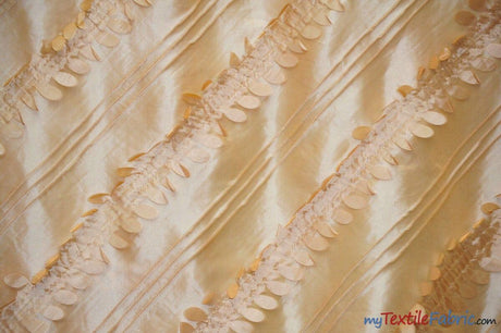 Forest Taffeta Embroidery Polyester Fabric - Hanging Leaf Pattern, 54" Width, Multiple Colors (1 Yard)