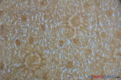 Wedding Bliss 100 Percent Polyester Chiffon Fabric - 3D Floral Embroidery, Semi Sheer, 52" Width, 4 Colors (1 Yard)