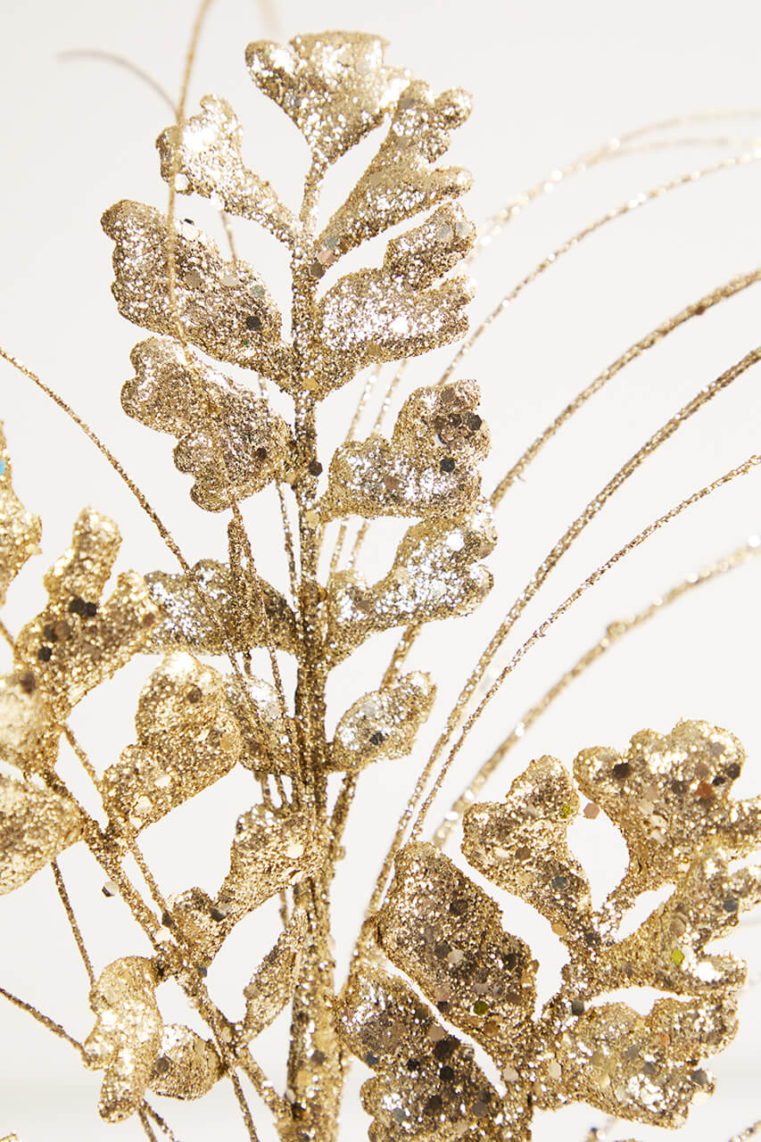 29" Glitter/Sequin Forest Fern Spray - Champagne